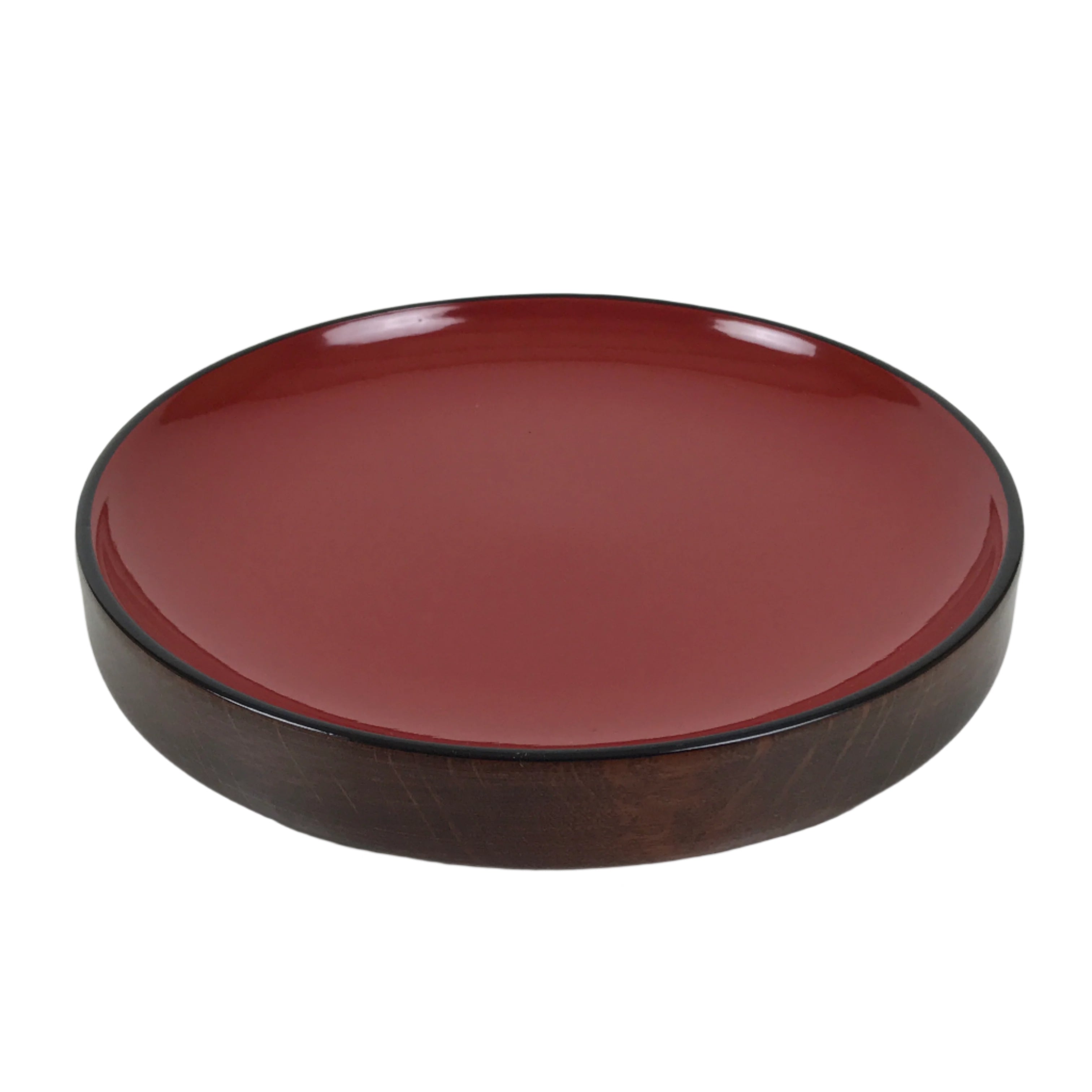 Japanese Lacquered Wooden Small Serving Plate Vtg Meimeizara Round Dish Red L434