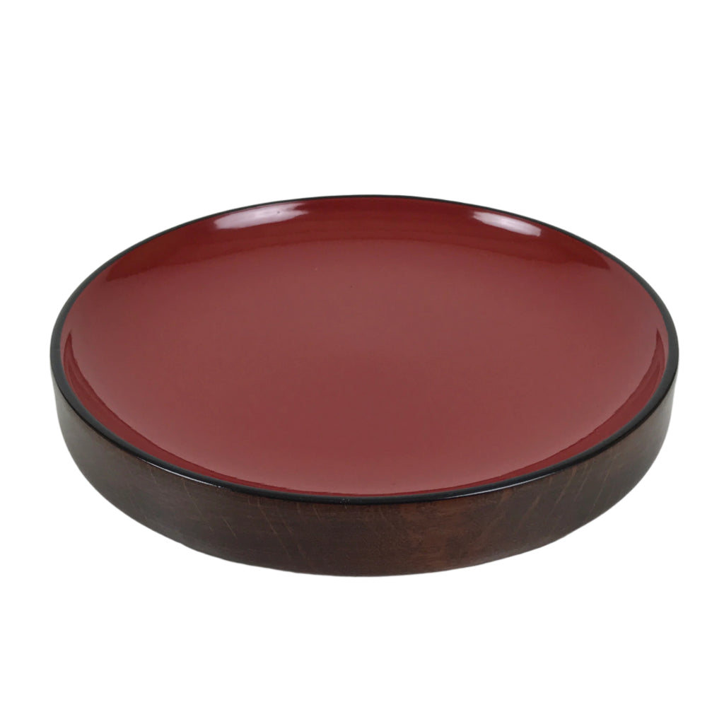 Japanese Lacquered Wooden Small Serving Plate Vtg Meimeizara Round Dish Red L434
