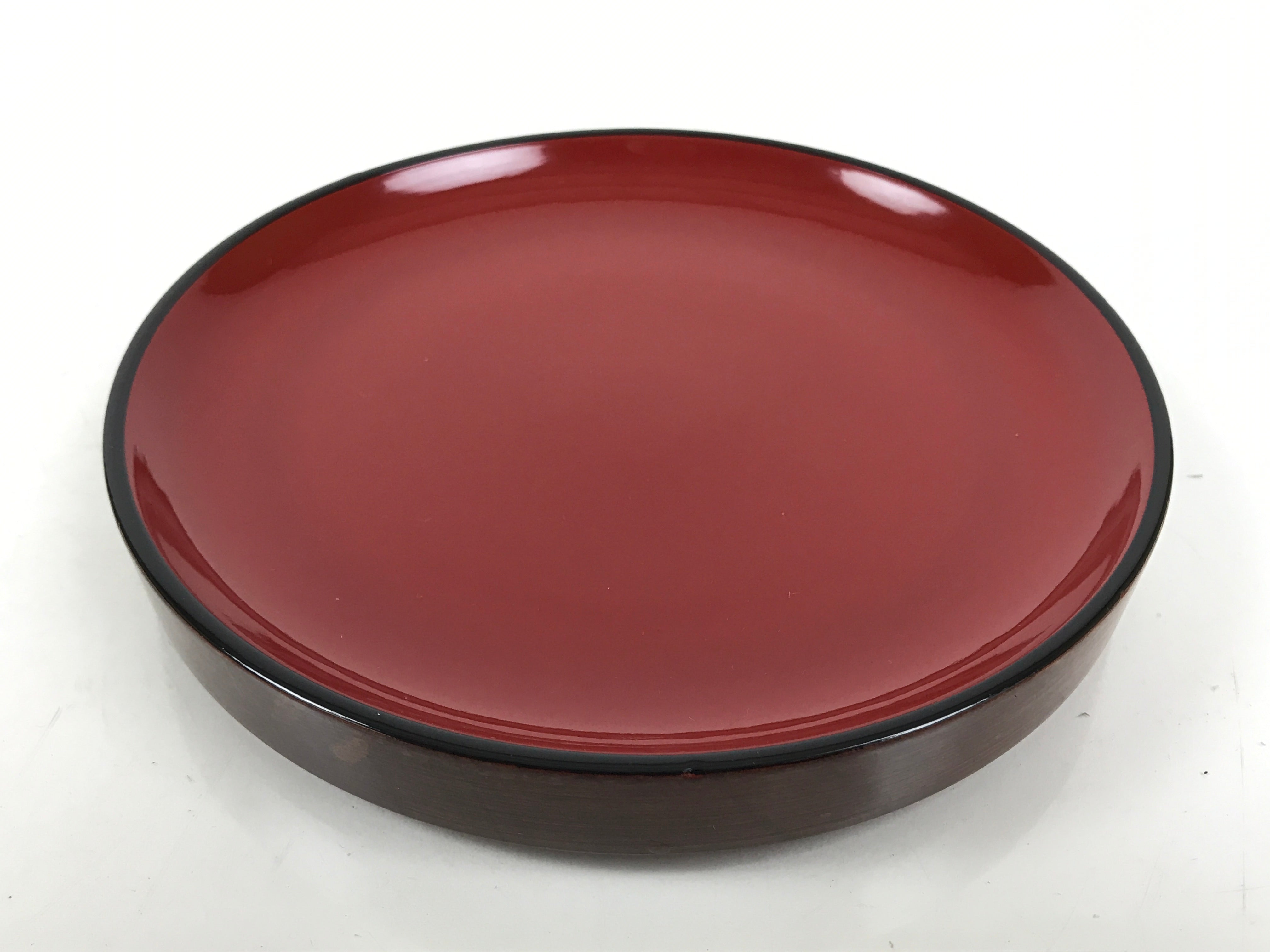 Japanese Lacquered Wooden Small Serving Plate Vtg Meimeizara Round Dish Red L435