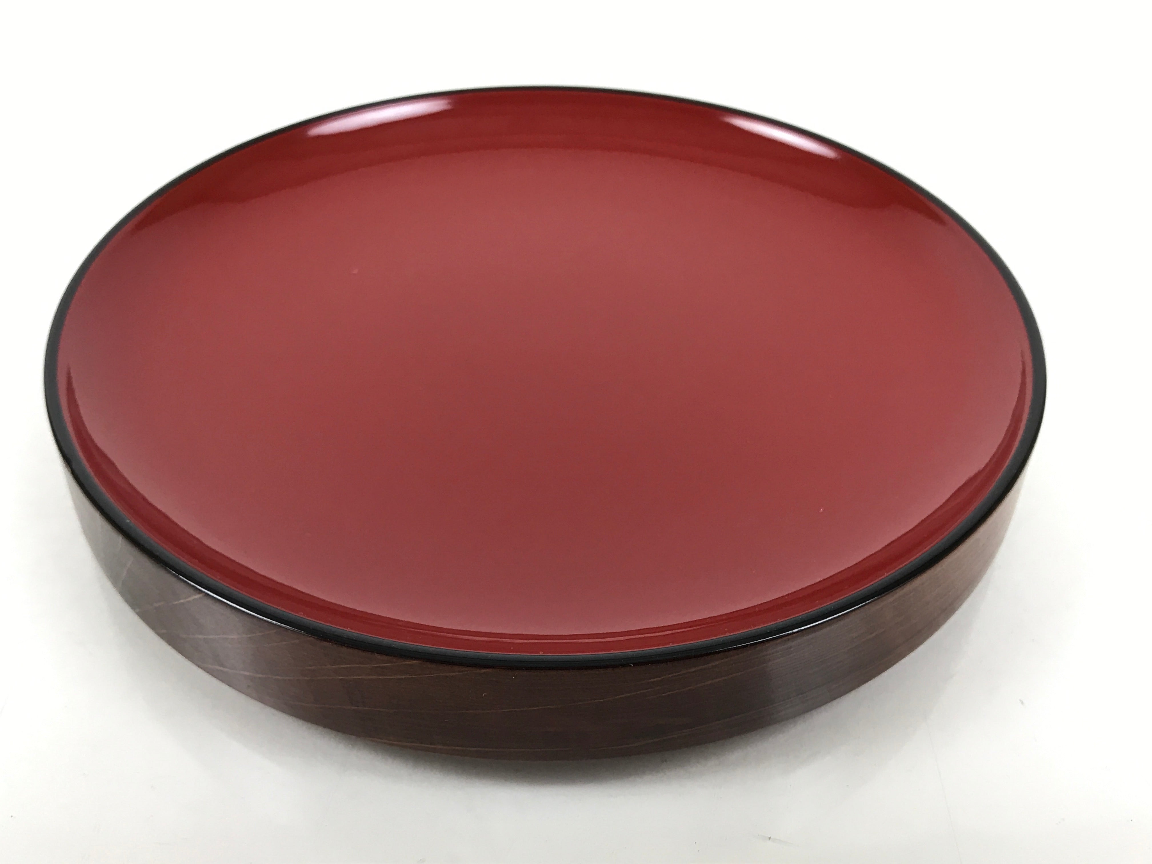 Japanese Lacquered Wooden Small Serving Plate Vtg Meimeizara Round Dish Red L436