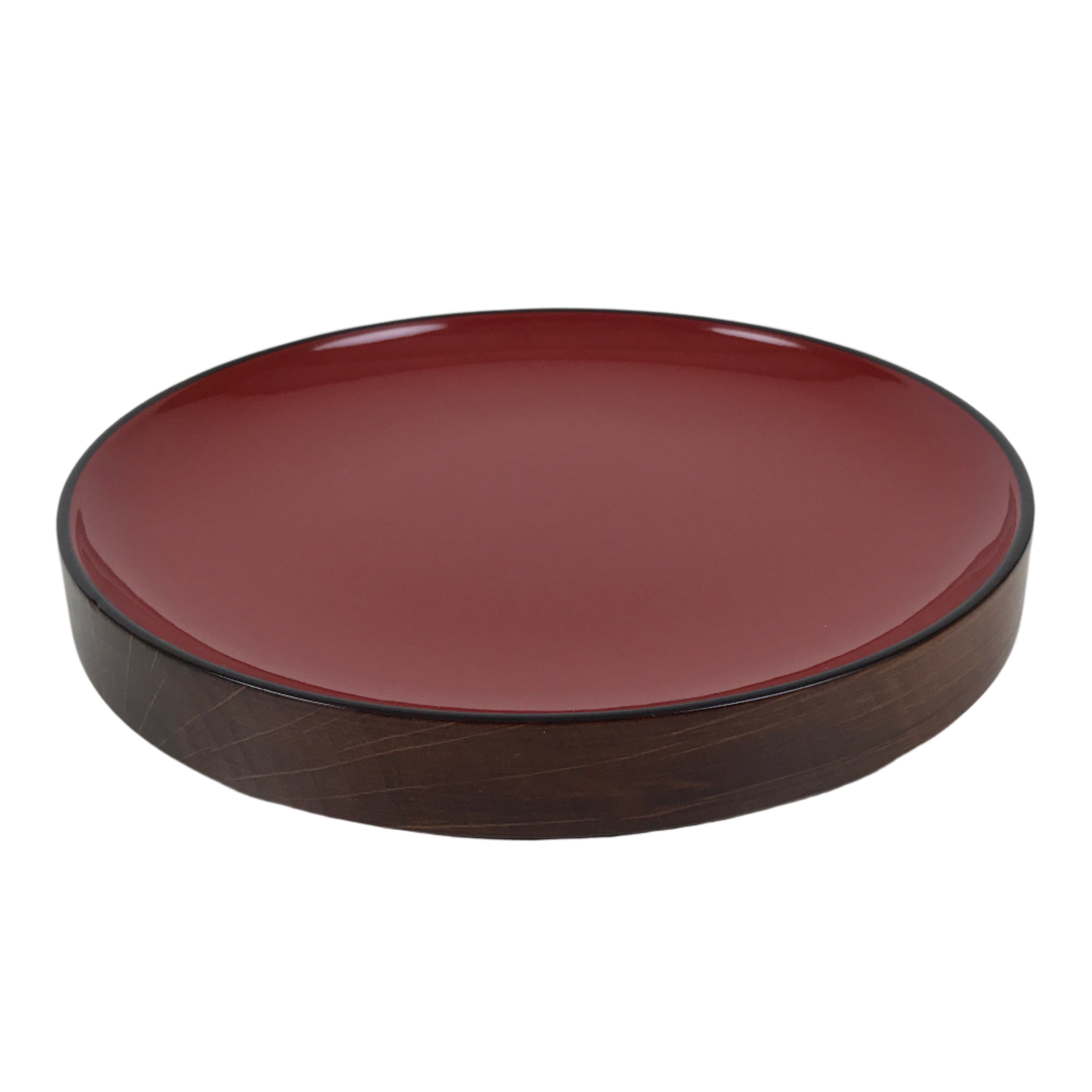 Japanese Lacquered Wooden Small Serving Plate Vtg Meimeizara Round Dish Red L436
