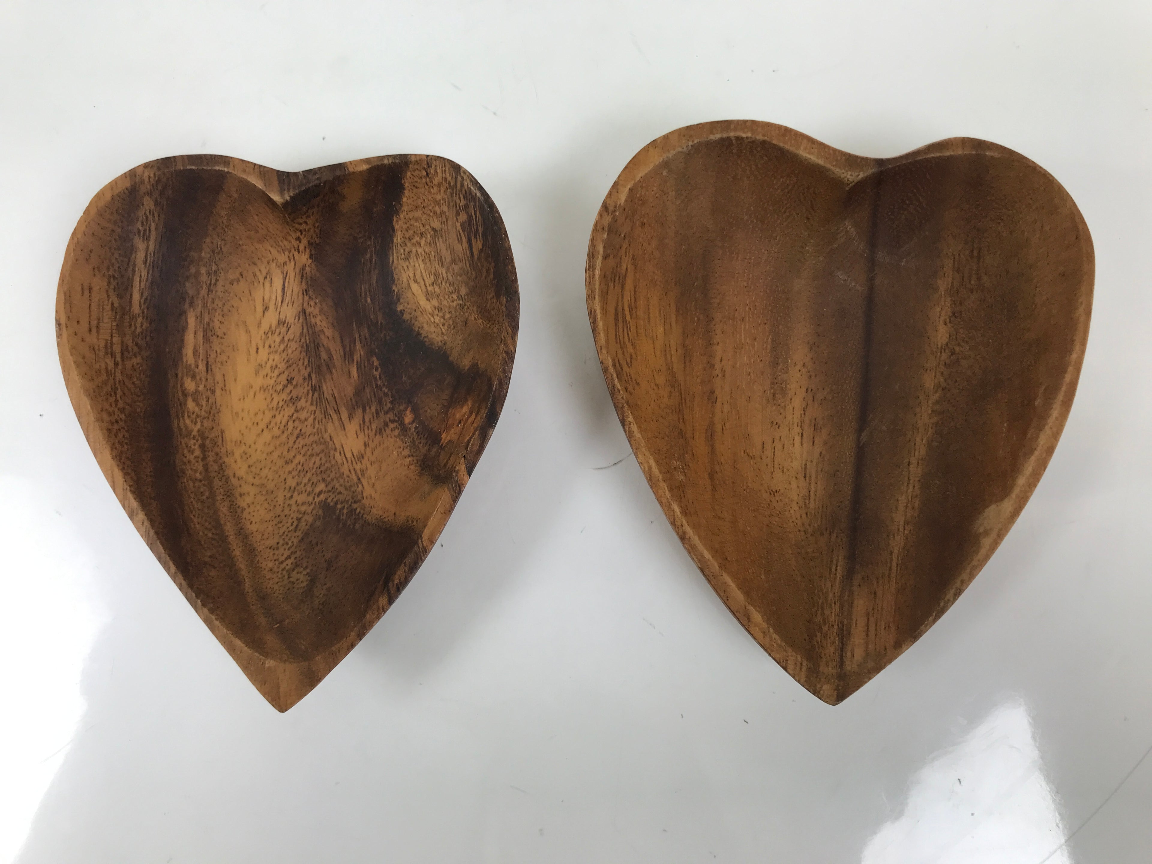 Japanese Lacquered Wooden Small Tray Pair Brown Heart Accessory Plate Bowl L516