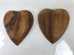 Japanese Lacquered Wooden Small Tray Pair Brown Heart Accessory Plate Bowl L516