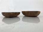 Japanese Lacquered Wooden Small Tray Pair Brown Heart Accessory Plate Bowl L516