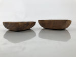 Japanese Lacquered Wooden Small Tray Pair Brown Heart Accessory Plate Bowl L516