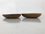 Japanese Lacquered Wooden Small Tray Pair Brown Heart Accessory Plate Bowl L516
