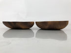 Japanese Lacquered Wooden Small Tray Pair Brown Heart Accessory Plate Bowl L516