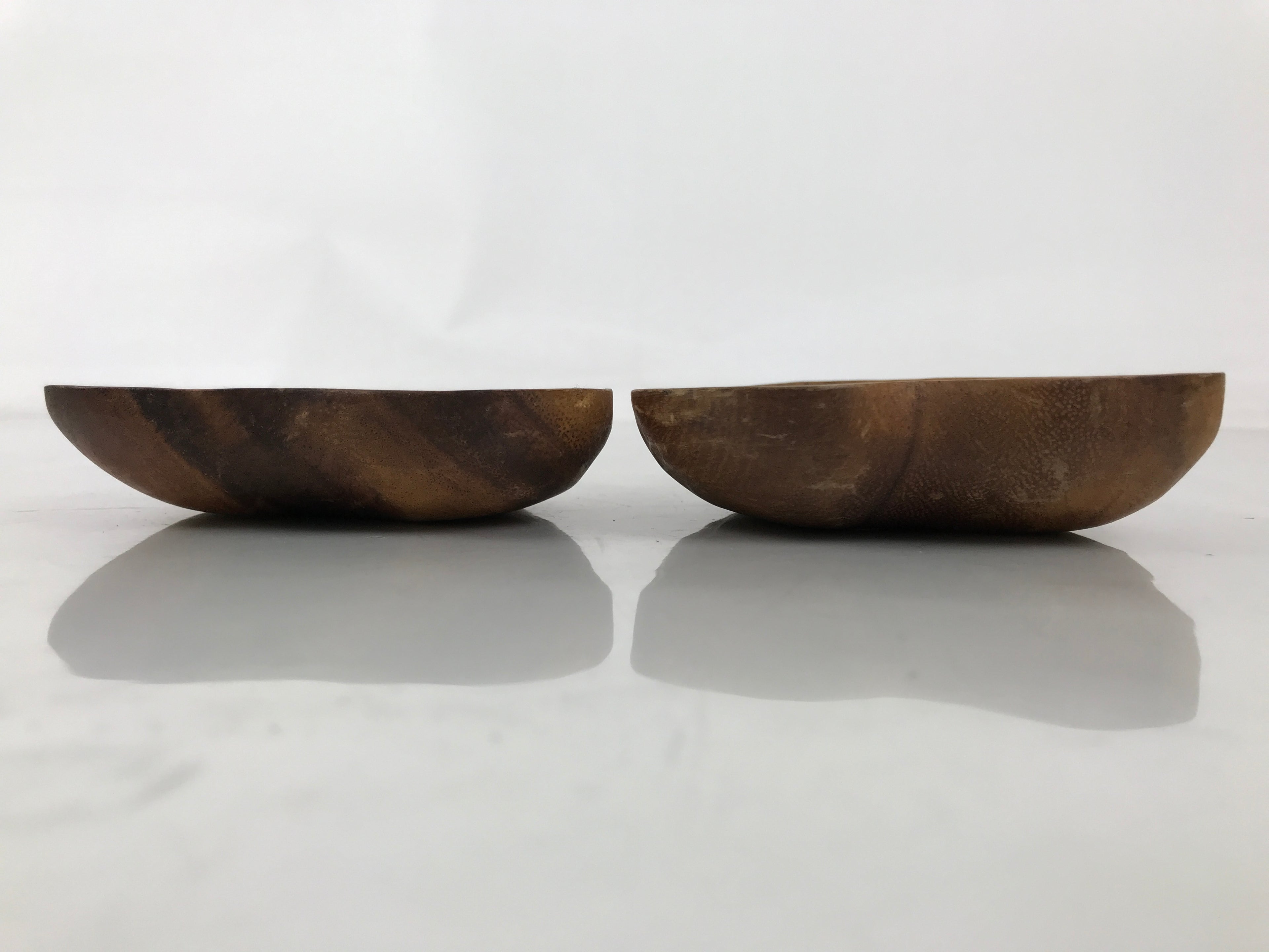 Japanese Lacquered Wooden Small Tray Pair Brown Heart Accessory Plate Bowl L516