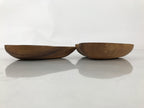 Japanese Lacquered Wooden Small Tray Pair Brown Heart Accessory Plate Bowl L516