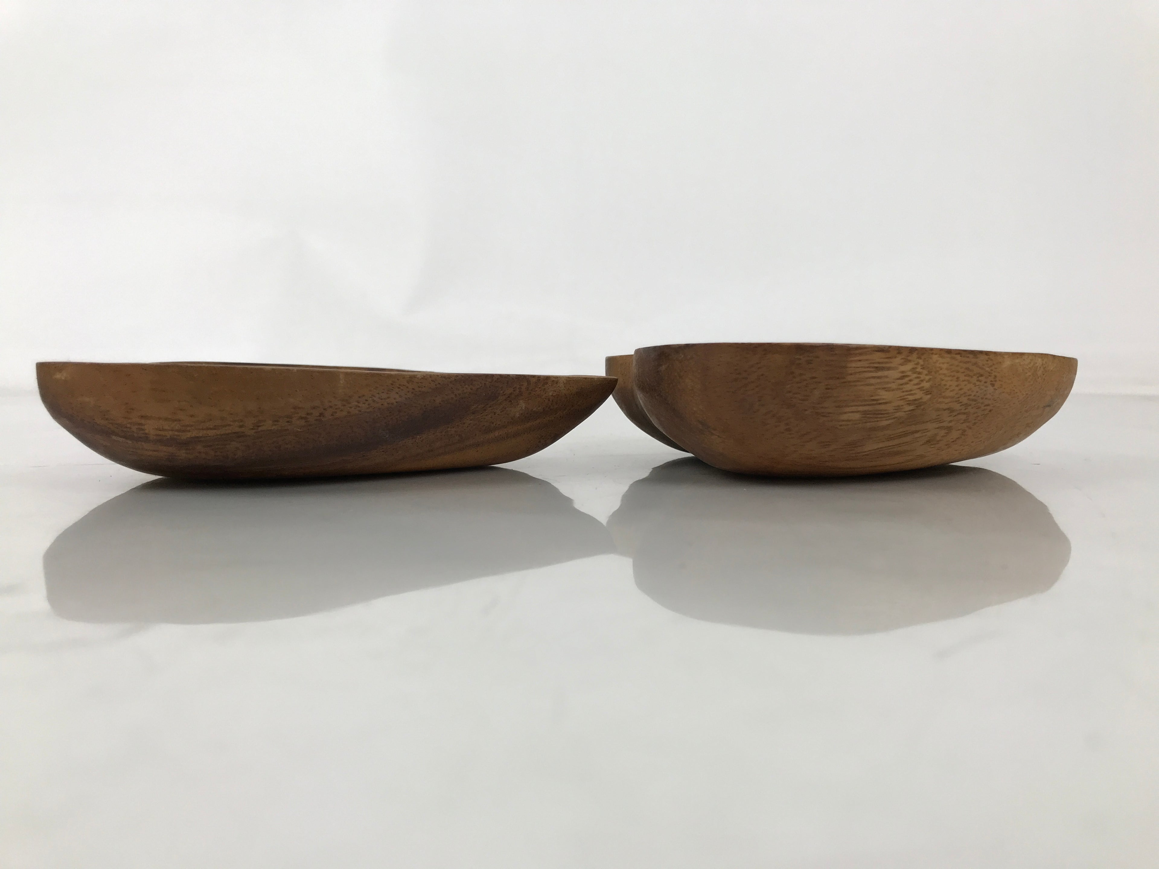 Japanese Lacquered Wooden Small Tray Pair Brown Heart Accessory Plate Bowl L516