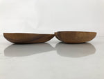Japanese Lacquered Wooden Small Tray Pair Brown Heart Accessory Plate Bowl L516