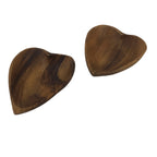 Japanese Lacquered Wooden Small Tray Pair Brown Heart Accessory Plate Bowl L516