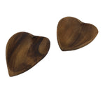 Japanese Lacquered Wooden Small Tray Pair Brown Heart Accessory Plate Bowl L516