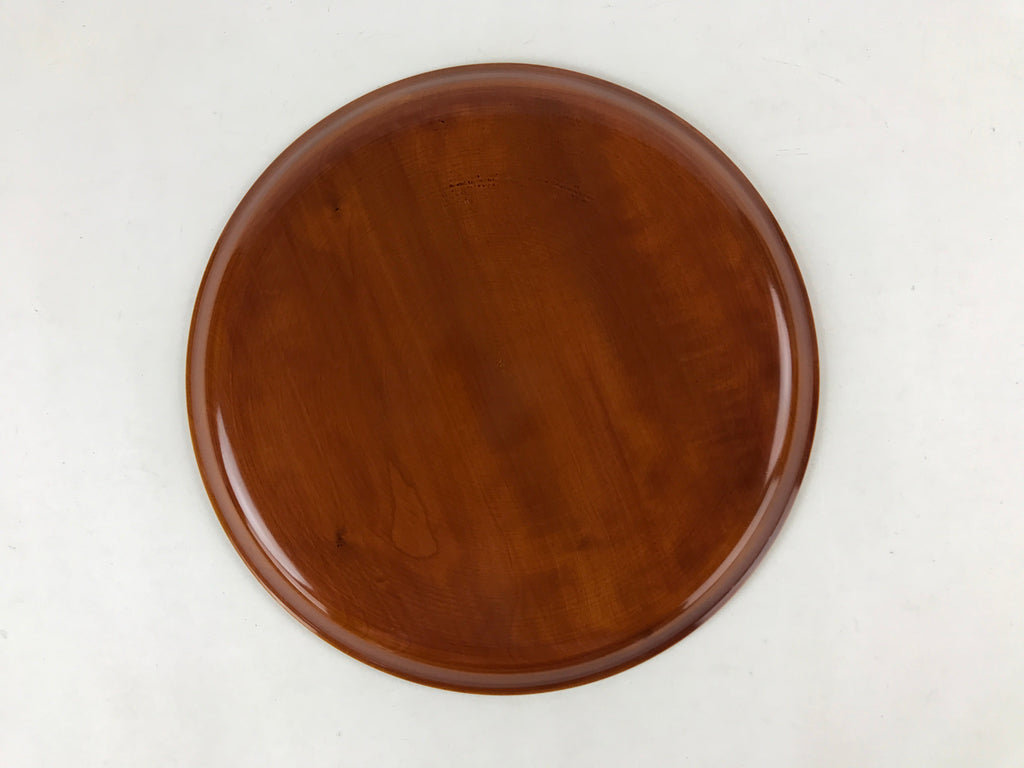 Japanese Lacquered Wooden Tray Vtg Brown Obon Shunkei-Nuri Hida Takayama LWB68