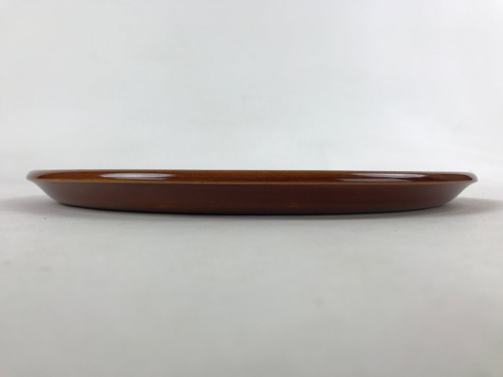 Japanese Lacquered Wooden Tray Vtg Brown Obon Shunkei-Nuri Hida Takayama LWB68