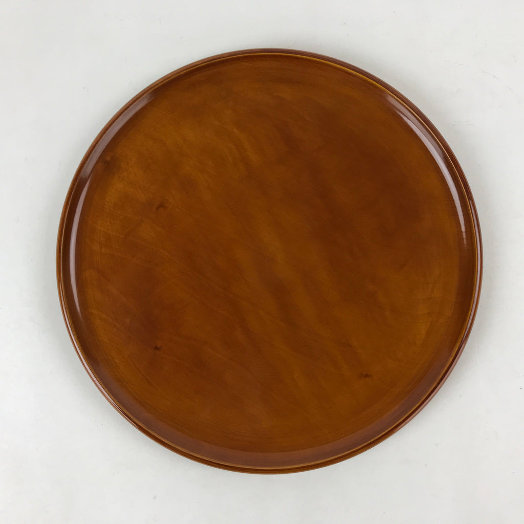 Japanese Lacquered Wooden Tray Vtg Brown Obon Shunkei-Nuri Hida Takayama LWB68