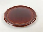 Japanese Lacquered Wooden Tray Vtg Brown Shunkei-Nuri Obon Hida Takayama LWB74