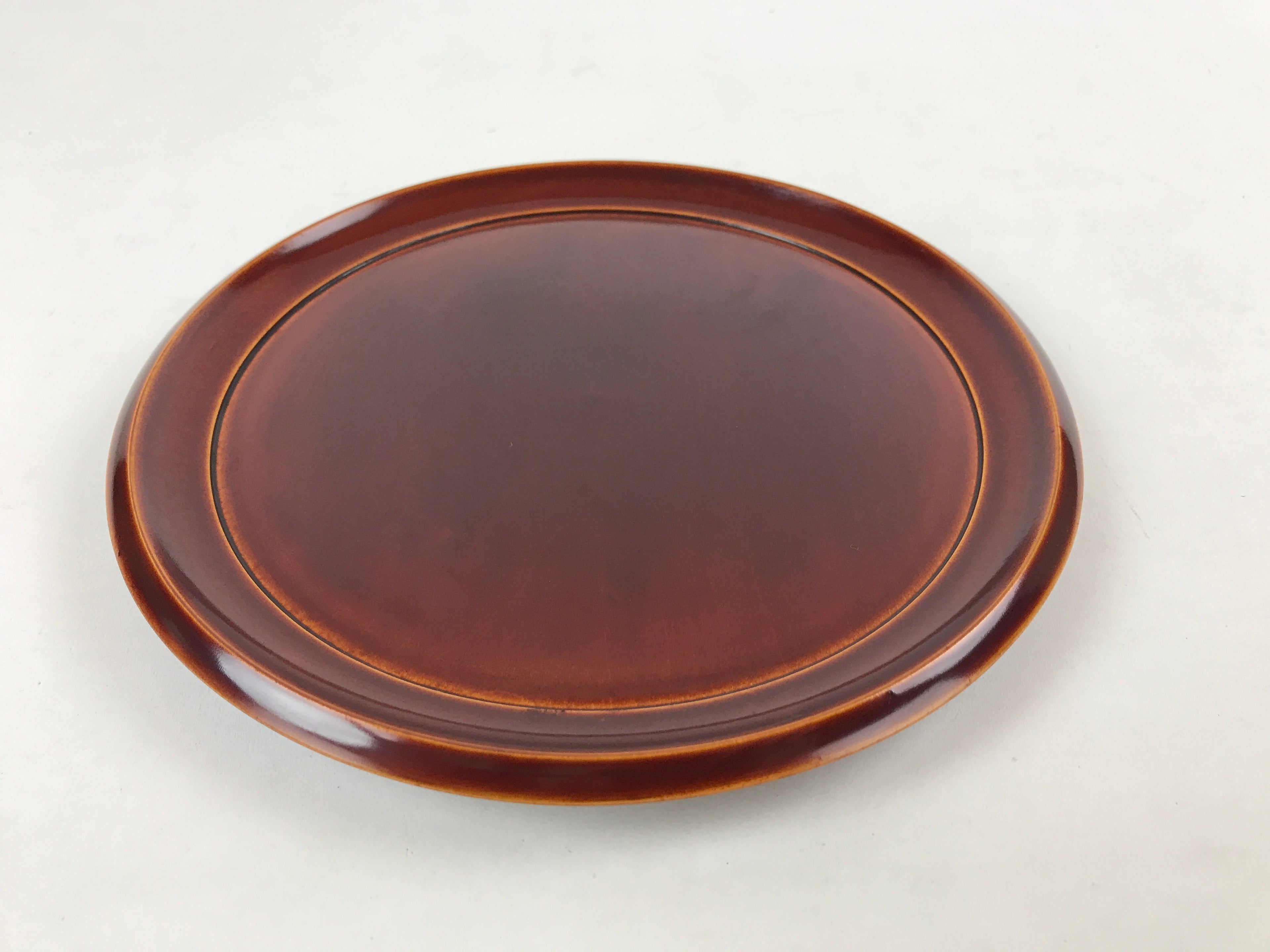 Japanese Lacquered Wooden Tray Vtg Brown Shunkei-Nuri Obon Hida Takayama LWB74
