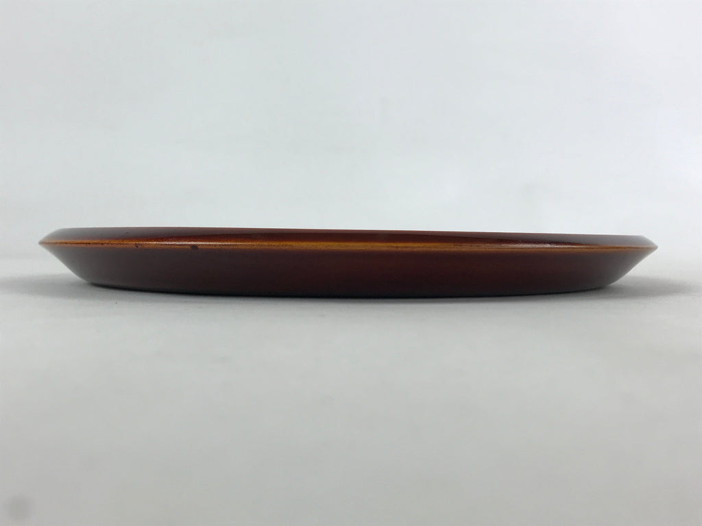 Japanese Lacquered Wooden Tray Vtg Brown Shunkei-Nuri Obon Hida Takayama LWB74