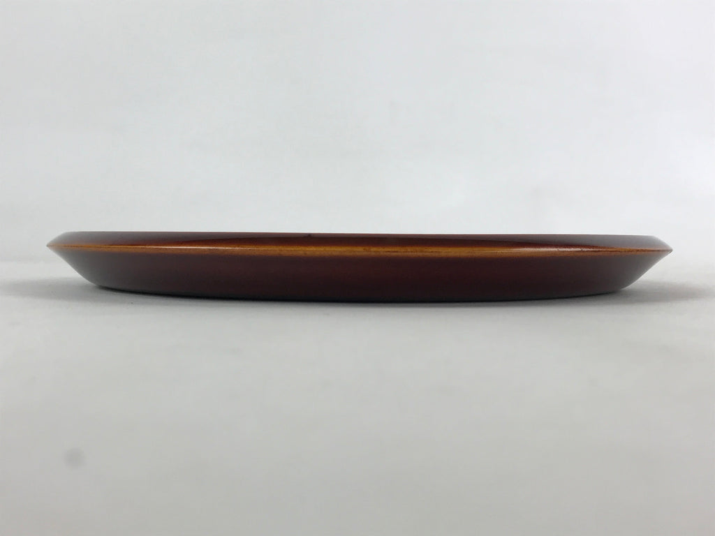 Japanese Lacquered Wooden Tray Vtg Brown Shunkei-Nuri Obon Hida Takayama LWB74