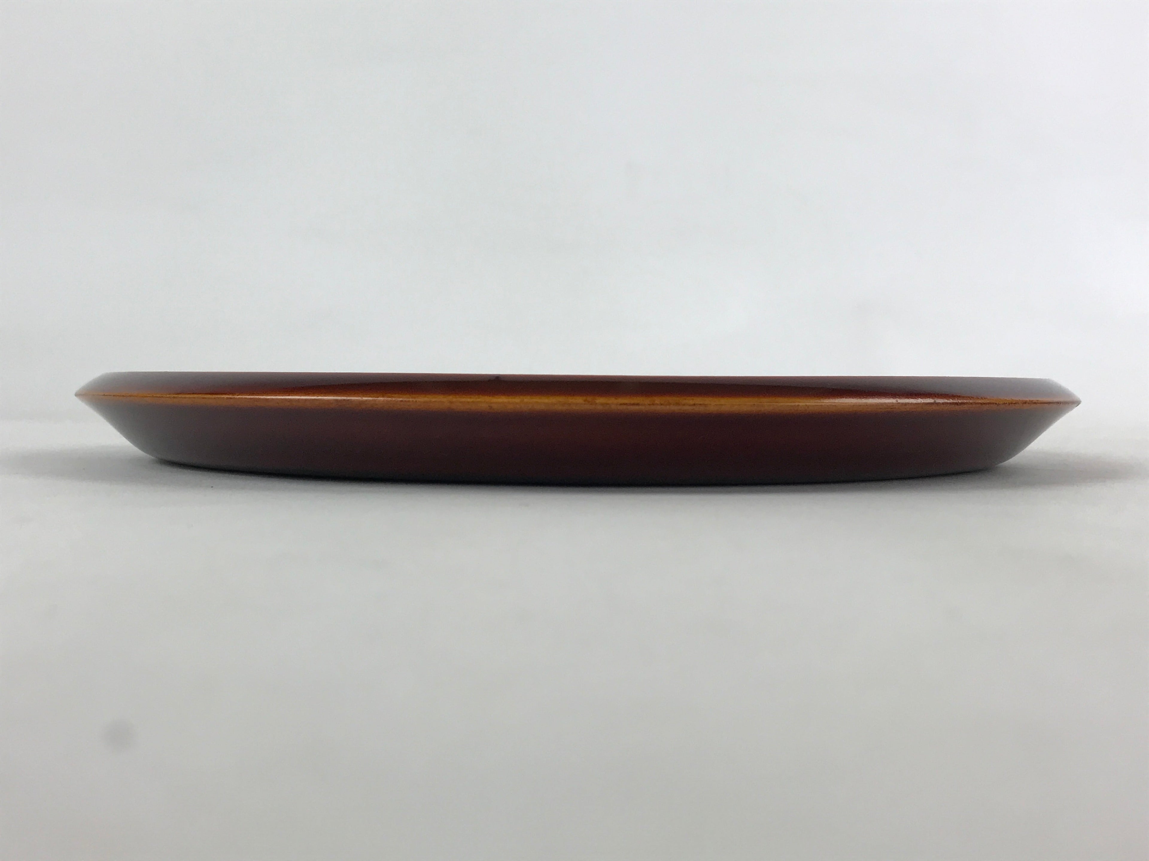 Japanese Lacquered Wooden Tray Vtg Brown Shunkei-Nuri Obon Hida Takayama LWB74