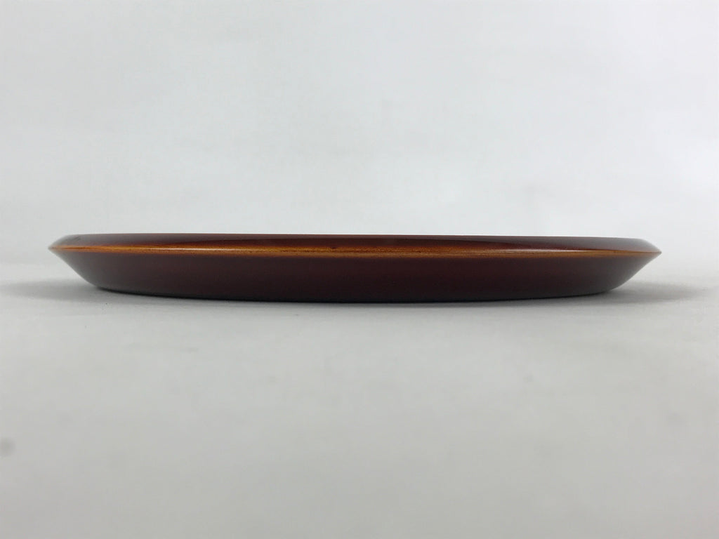 Japanese Lacquered Wooden Tray Vtg Brown Shunkei-Nuri Obon Hida Takayama LWB74