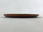 Japanese Lacquered Wooden Tray Vtg Brown Shunkei-Nuri Obon Hida Takayama LWB74