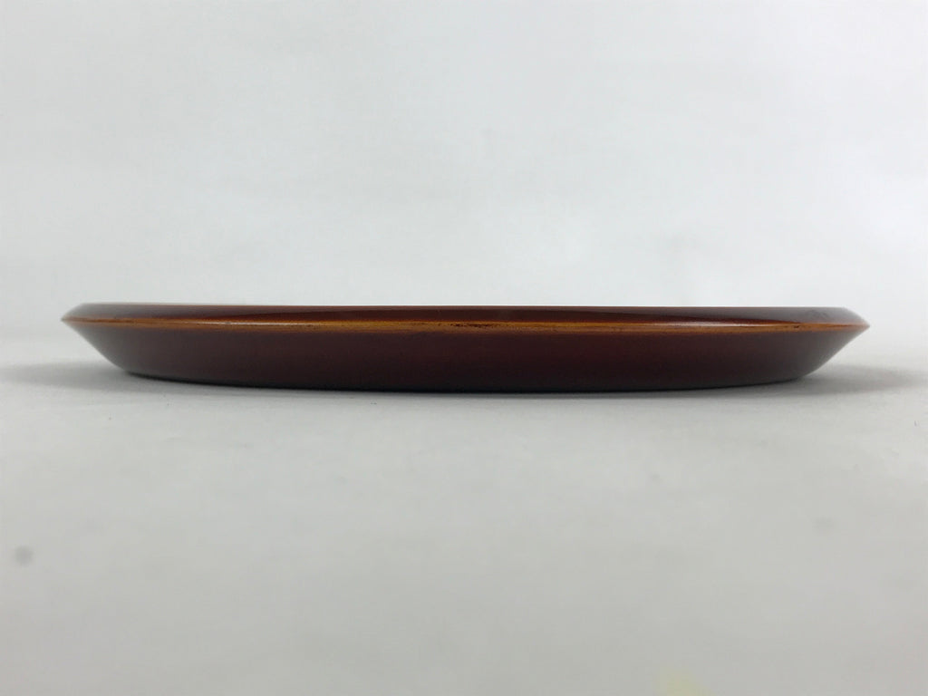 Japanese Lacquered Wooden Tray Vtg Brown Shunkei-Nuri Obon Hida Takayama LWB74