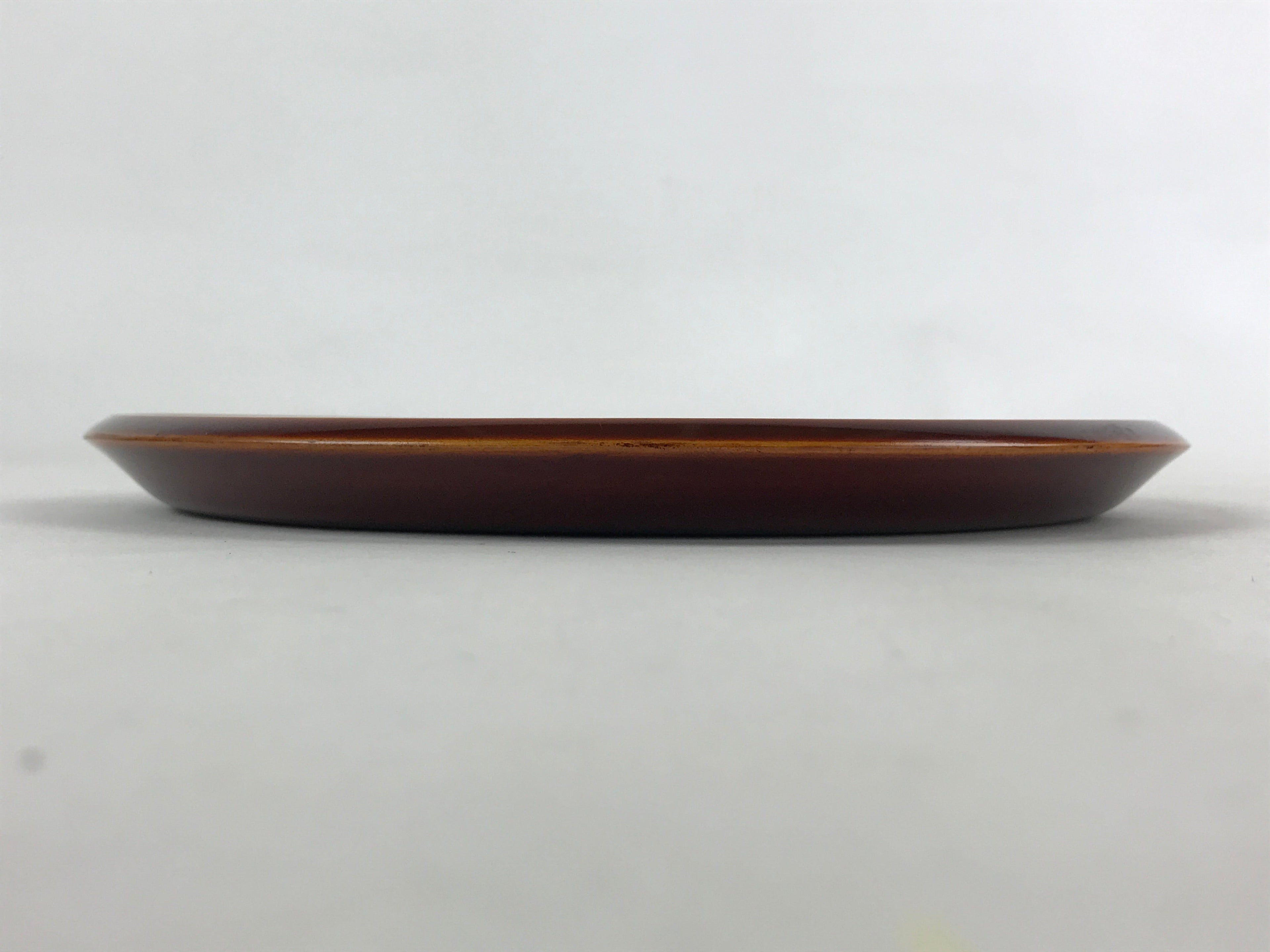 Japanese Lacquered Wooden Tray Vtg Brown Shunkei-Nuri Obon Hida Takayama LWB74
