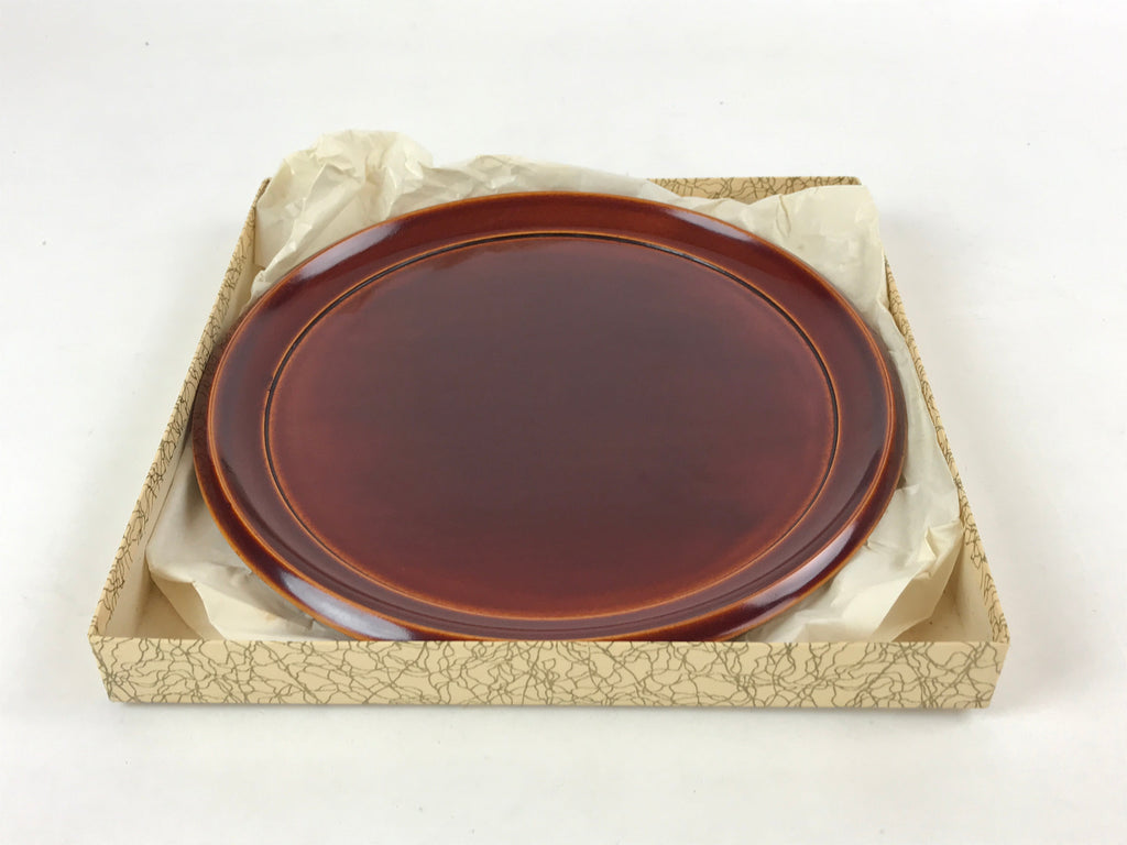 Japanese Lacquered Wooden Tray Vtg Brown Shunkei-Nuri Obon Hida Takayama LWB74