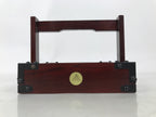 Japanese Lacquered Wooden Tray Vtg Container Square Brown Handle Seasoning L540