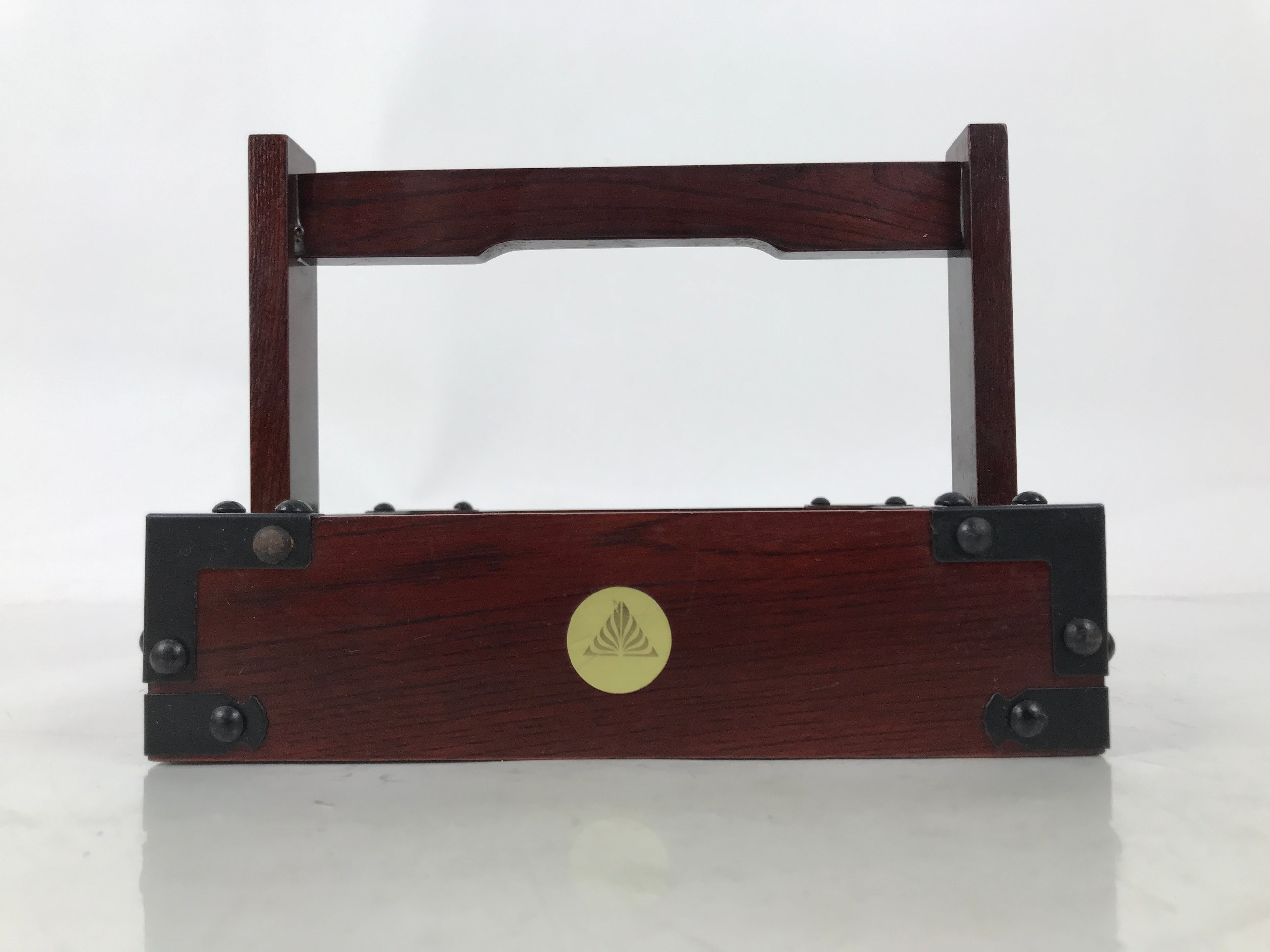Japanese Lacquered Wooden Tray Vtg Container Square Brown Handle Seasoning L540