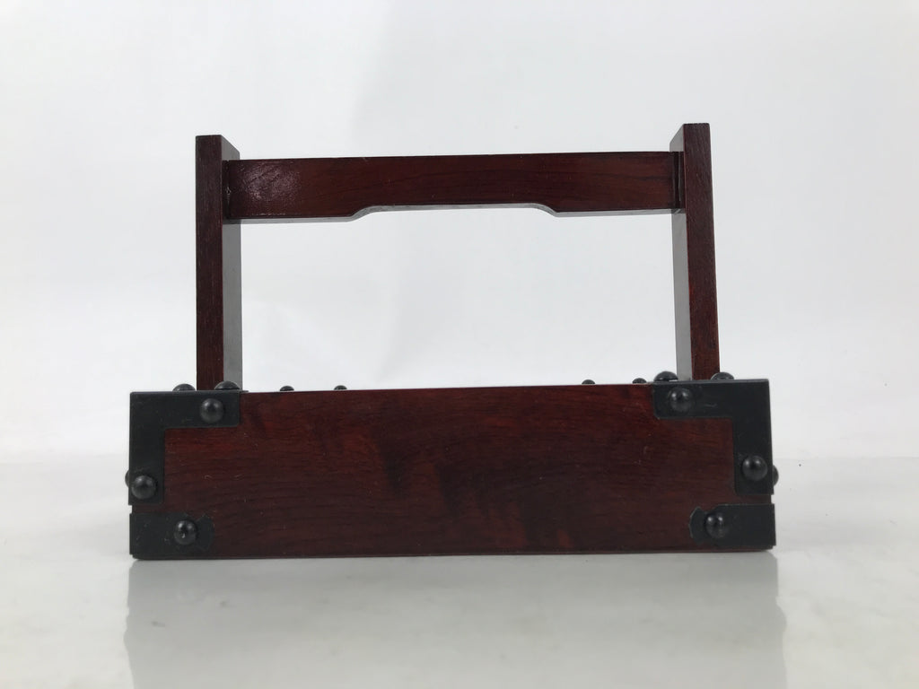 Japanese Lacquered Wooden Tray Vtg Container Square Brown Handle Seasoning L540