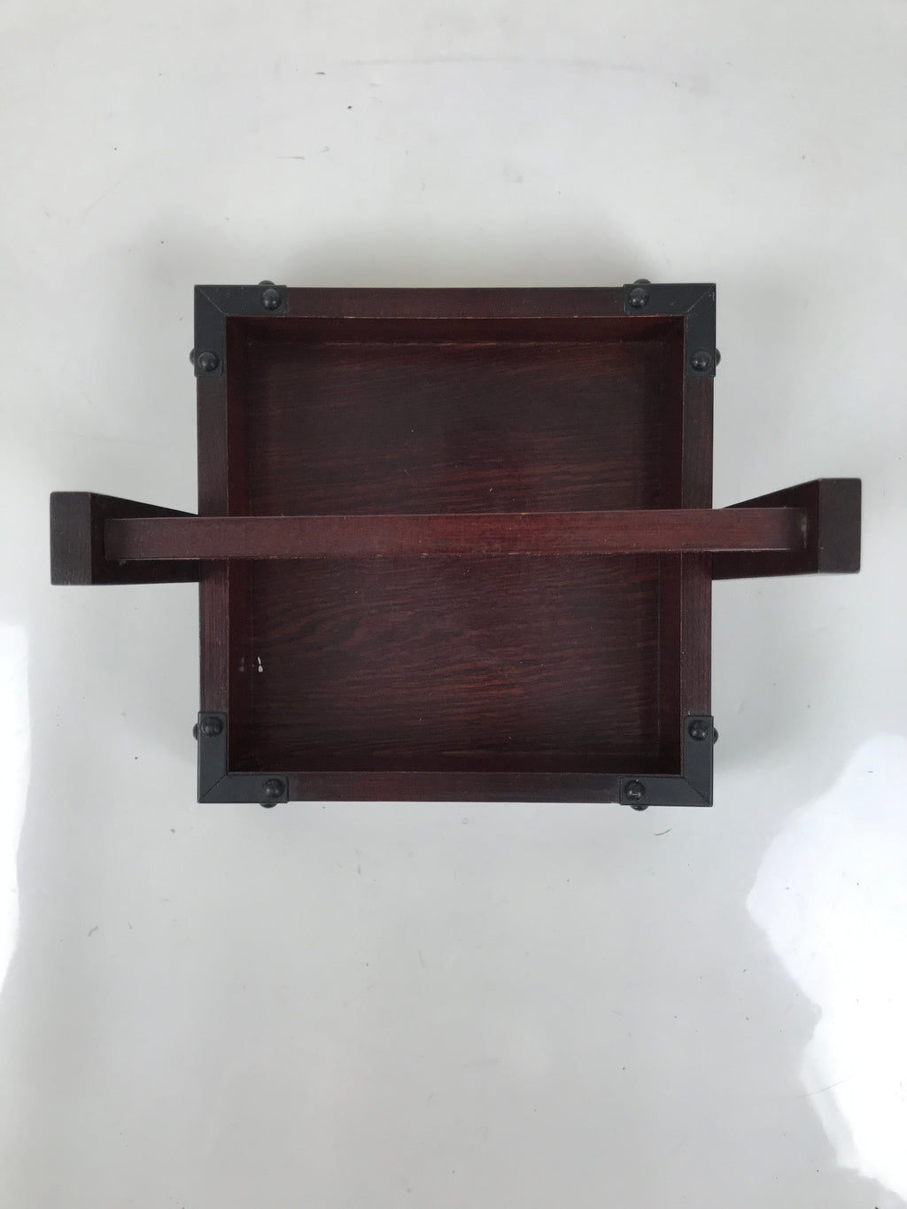 Japanese Lacquered Wooden Tray Vtg Container Square Brown Handle Seasoning L540