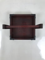 Japanese Lacquered Wooden Tray Vtg Container Square Brown Handle Seasoning L540
