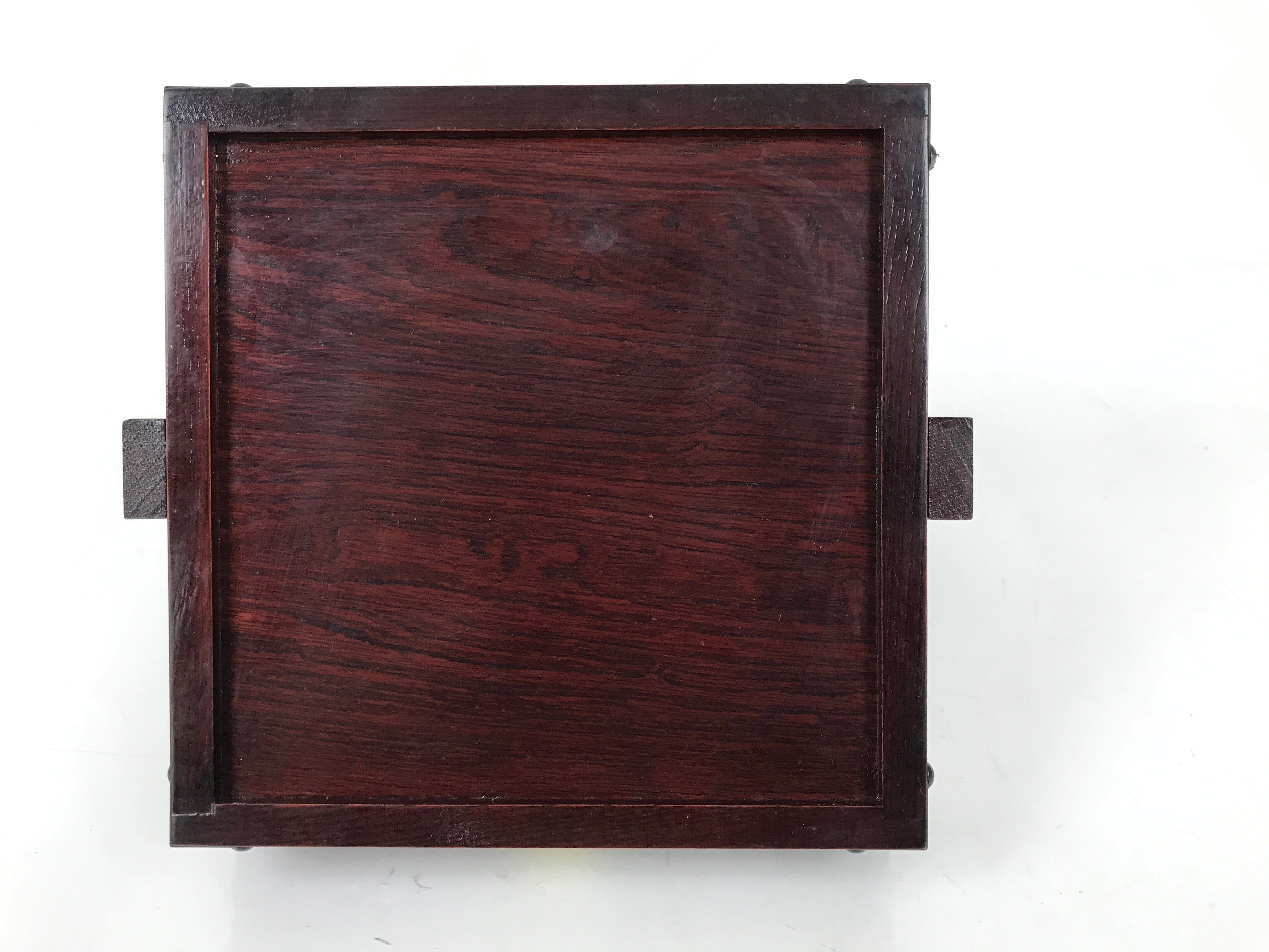 Japanese Lacquered Wooden Tray Vtg Container Square Brown Handle Seasoning L540