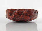 Japanese Lacquered Woven Bamboo Ikkanbari Snack Bowl Vtg Black Kanji Red L138