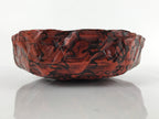 Japanese Lacquered Woven Bamboo Ikkanbari Snack Bowl Vtg Black Kanji Red L138