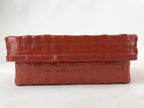 Japanese Lacquered Woven Bamboo Rantai Lidded Box Vtg Washi Paper Lined Red L116