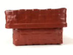 Japanese Lacquered Woven Bamboo Rantai Lidded Box Vtg Washi Paper Lined Red L116