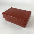 Japanese Lacquered Woven Bamboo Rantai Lidded Box Vtg Washi Paper Lined Red L116