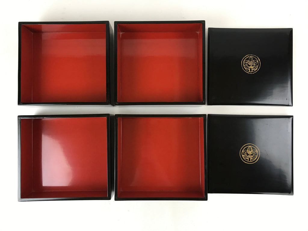 Japanese Lacquerware Bento Boxes 4 Tiers 2 Lids Vtg Wood Storage Box LWB60