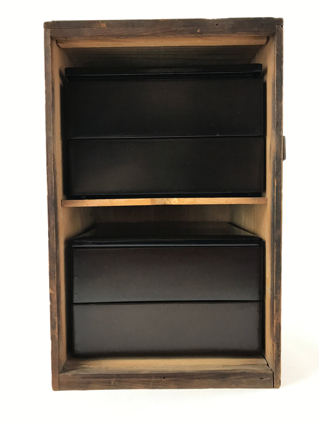 Japanese Lacquerware Bento Boxes 4 Tiers 2 Lids Vtg Wood Storage Box LWB60