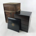 Japanese Lacquerware Bento Boxes 4 Tiers 2 Lids Vtg Wood Storage Box LWB60