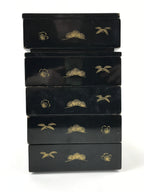 Japanese Lacquerware Bento Boxes 5 Tiers 2 Lids Vtg Wood Storage Box Makie LWB61