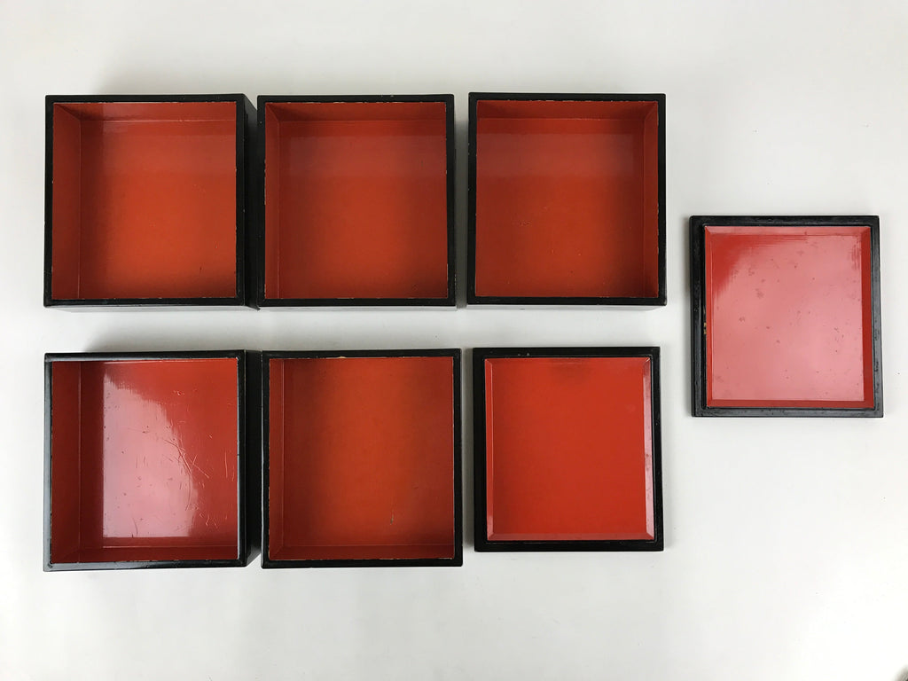 Japanese Lacquerware Bento Boxes 5 Tiers 2 Lids Vtg Wood Storage Box Makie LWB61