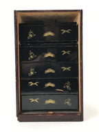 Japanese Lacquerware Bento Boxes 5 Tiers 2 Lids Vtg Wood Storage Box Makie LWB61
