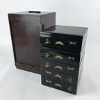 Japanese Lacquerware Bento Boxes 5 Tiers 2 Lids Vtg Wood Storage Box Makie LWB61