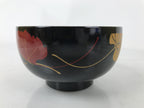 Japanese Lacquerware Bowl Vtg Aizu-Nuri Urushi Makie Red Black Owan Soup LB125