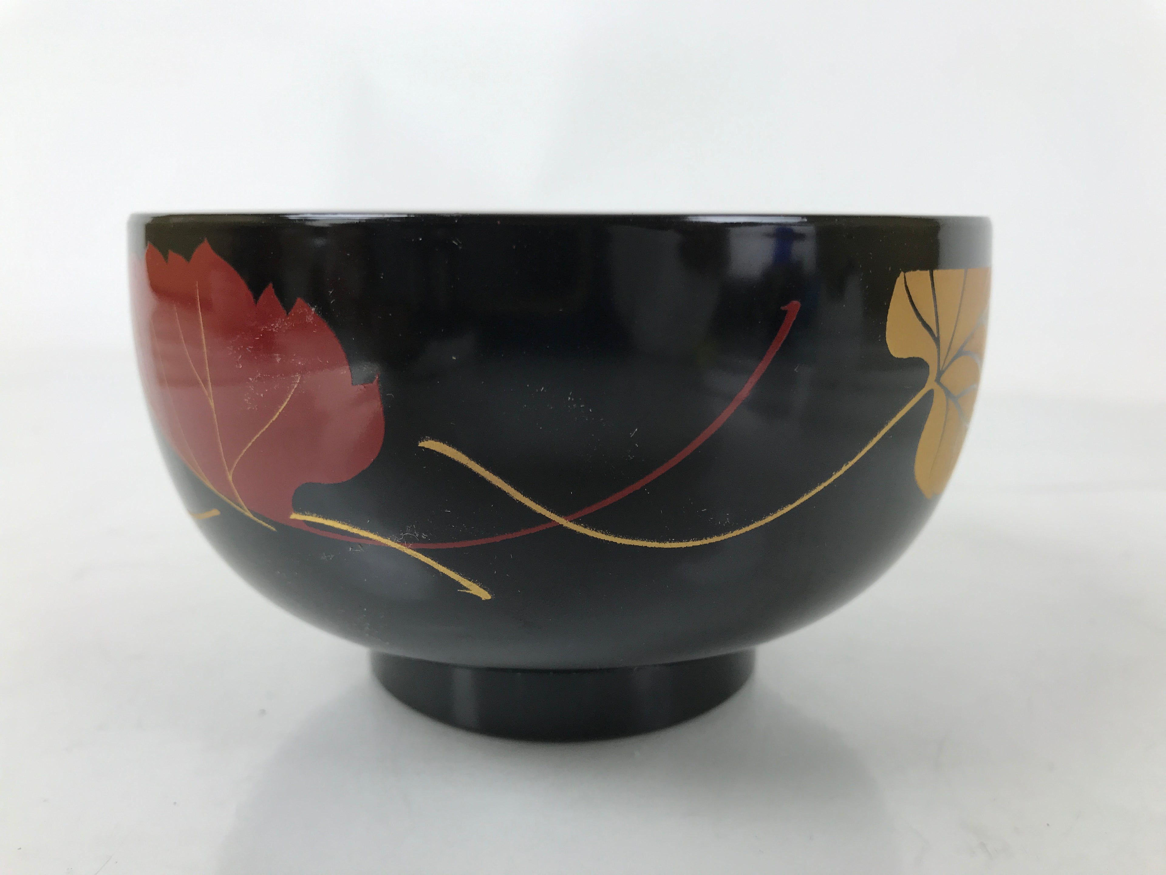 Japanese Lacquerware Bowl Vtg Aizu-Nuri Urushi Makie Red Black Owan Soup LB125